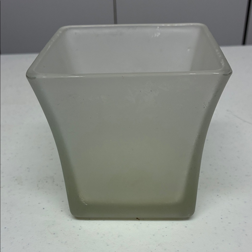 Frosted Glass Square Vase Modern Home Decor 4 Inch